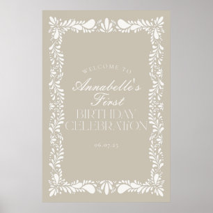 Beige Talavera Tegel Fiesta Verjaardagsfeest Welko Poster