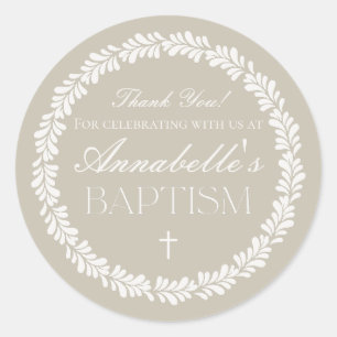 Beige Talavera Tegel Spaans Fiesta Doopgunst Ronde Sticker