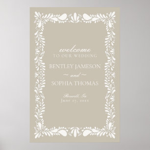 Beige Talavera Tegel Spaans Fiesta Huwelijk Welkom Poster