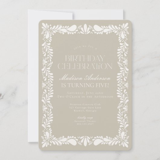 Beige Talavera Tegel Spaans Fiesta verjaardagsfees Kaart (Voorkant)