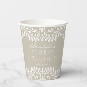 Beige Talavera Tegel Spaans Fiesta verjaardagsfees Papieren Bekers