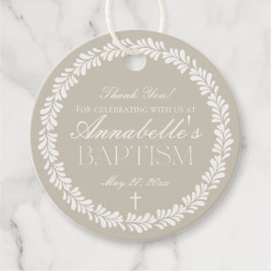 Beige Talavera Tegel Spanish Fiesta doopkring Bedankjes Labels