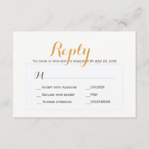 Beige tan eenvoudige bruiloft reactie maaltijd keu RSVP kaartje