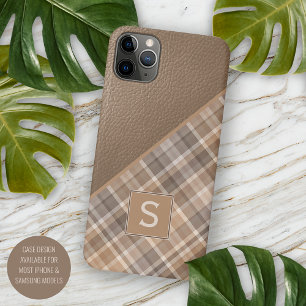 Beige Tan Lichtbruin Taupe Plaid Gingham Patroon iPhone 11Pro Max Hoesje