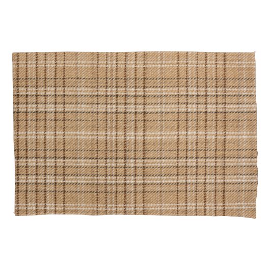 Beige Tartan: Klassiek Plaid Weave. Kussensloop (Voorkant)