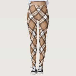 Beige Tartan Pset Scottish Argyle Pattern Leggings