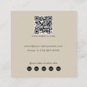Beige Tattoo Artist Custom Social Media Icons Vierkante Visitekaartje (Achterkant)