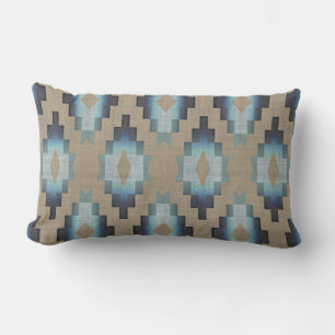 Beige Taupe Brown Dark Blue Gray Tribal Art Buitenkussen