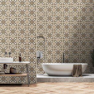 Beige Taupe Bruin Zwart Wit Bohemian Tribe Art Behang