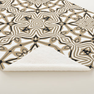 Beige Taupe Bruin Zwart Wit Bohemian Tribe Art Sherpa Deken