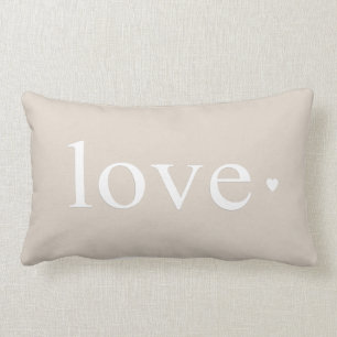 Beige Taupe Love Heart Monogram Kussen