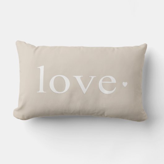 Beige Taupe Love Heart Monogram Kussen (Voorkant)