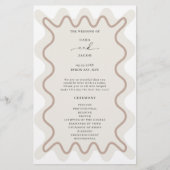 Beige Taupe Wavy Border Ceremony Programma (Voorkant)