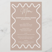 Beige Taupe Wavy Border menukaart met naam (Voorkant)