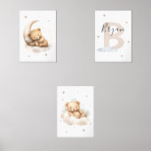 Beige Teddy Bear Nursery Wall Art Set Moon & Cloud (Recto)