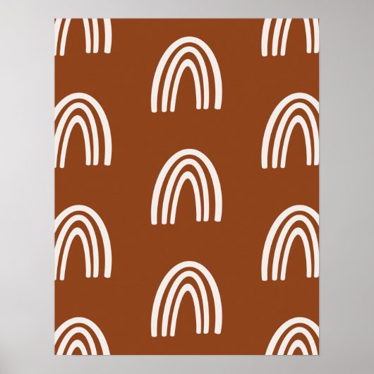 Beige/Terracotta Boho Rainbows Nursery Decor Poster (Voorkant)