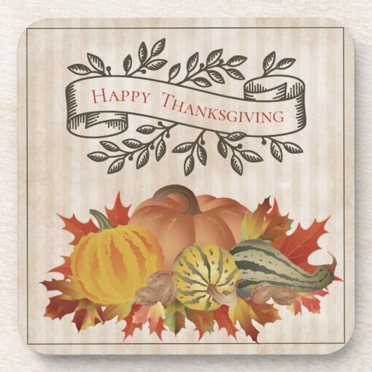 Beige Thanksgiving Pompoenen en Squash Bier Onderzetter (Voorkant)