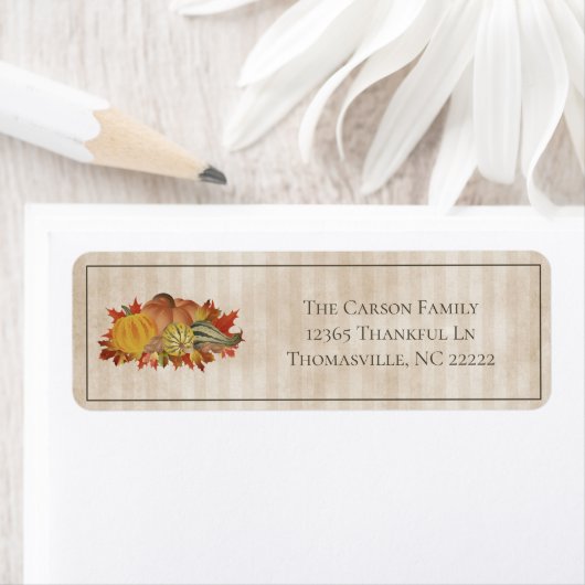 Beige Thanksgiving Pompoenen en Squash Label (Insitu)