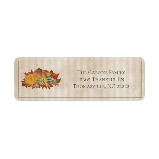 Beige Thanksgiving Pompoenen en Squash Label (Voorkant)