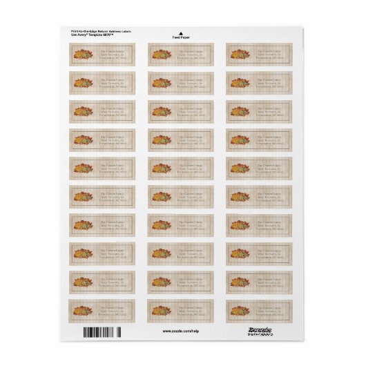Beige Thanksgiving Pompoenen en Squash Label (Full Sheet)