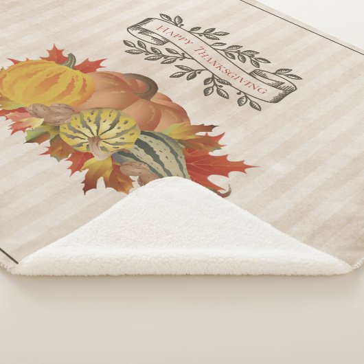 Beige Thanksgiving Pompoenen en Squash Sherpa Deken (3/4)