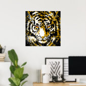 Beige Tiger Head - Tiger Poster Square (Thuiskantoor)
