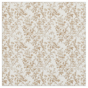 Beige Toile met Tuin Bloemen en Wijnstokken Stof