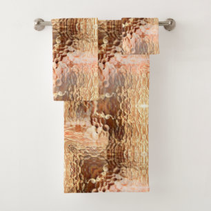 Beige tot bruin, gehammerd gebogen glas, herhaald bad handdoek