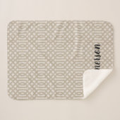 Beige Trellis Monogram | Moderne bosbouw Sherpa Deken (Voorkant (horizontaal))