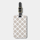 Beige Trendy Triangle Pattern Bagagelabel (Voorkant verticaal)