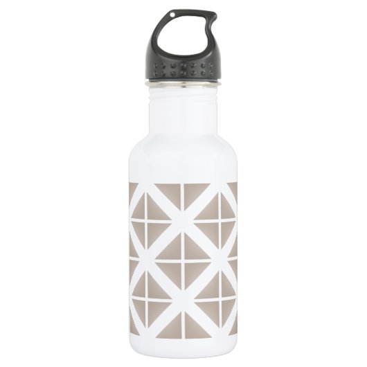 Beige Trendy Triangle Pattern Waterfles (Voorkant)