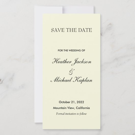 Beige Trouw Minimalistische Professional Save The Date (Voorkant)