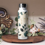 Beige turquoise Douce Jolie Bouteille D'Eau Floral<br><div class="desc">Bouteille Florale.</div>