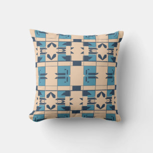 Beige Turquoise Marine Mediterrane Kleine Mozaïeke Kussen