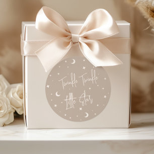 Beige Twinkle Twinkle Little Star Baby Shower Ronde Sticker