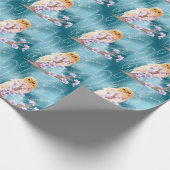 Beige Uil op Paarse Bloementak Magische Sparkle Cadeaupapier (Hoek)