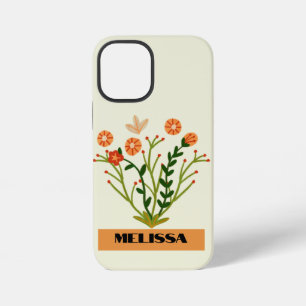 Beige veldbloemen Minimaal Zwart Modern lettertype iPhone 12 Mini Hoesje
