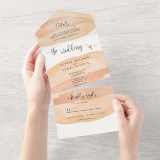 Beige Verbrandde Oranje kleurenpenseelstreken All In One Uitnodiging