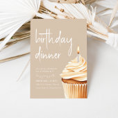 Beige Verjaardags Diner met Cupcake Kaart
