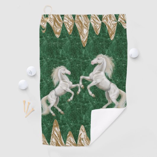 Beige Vert Blanc Horse Golf Serviette (En situation)