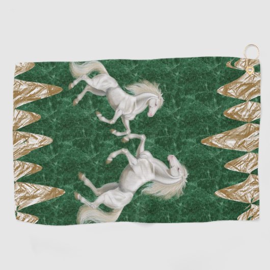 Beige Vert Blanc Horse Golf Serviette (Horizontal)