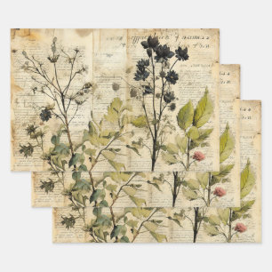 Beige vintage waterverf natuur wildbloem inpakpapier vel