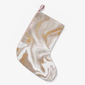 Beige vloeibaar marmer, gouden lijnkunst. kleine kerstsok (Voorkant (Hangend))