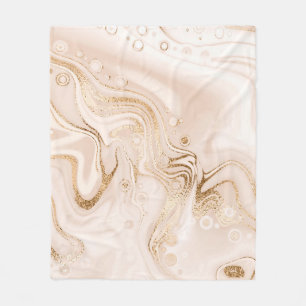 Beige vloeibare marmer met goudglittersplash fleece deken
