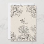  beige Vogel Hydrangea Bloemen aangepaste tekst Feestdagenkaart (Achterkant)