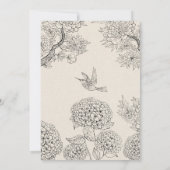  beige Vogel Hydrangea Bloemen Verjaardag Kaart (Achterkant)