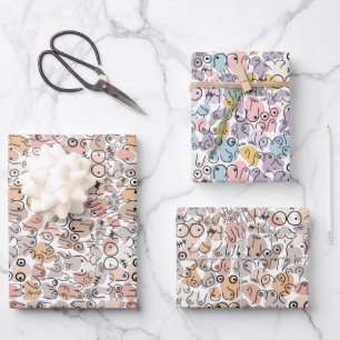 beige vrouw leuk borst inpakpapier vel