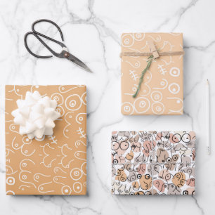 beige vrouw leuk borst inpakpapier vel