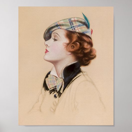 Beige vrouw Portret Art Print Poster (Voorkant)