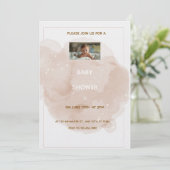 Beige Watercolor Baby shower Invitation (Debout devant)